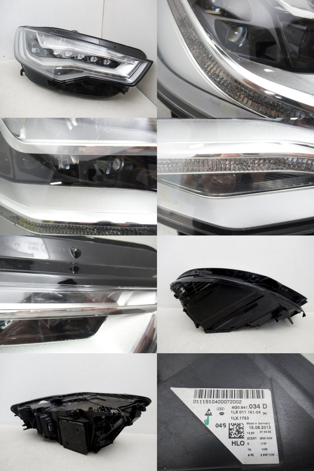 即決　アウディ　A6　４G系　純正　LED　右ヘッドライト　4G0 941 034D　4G0 941 774D 美品 磨き済み AUDI 前期 マトリクス LED 4G アウディ A6 右ヘッド